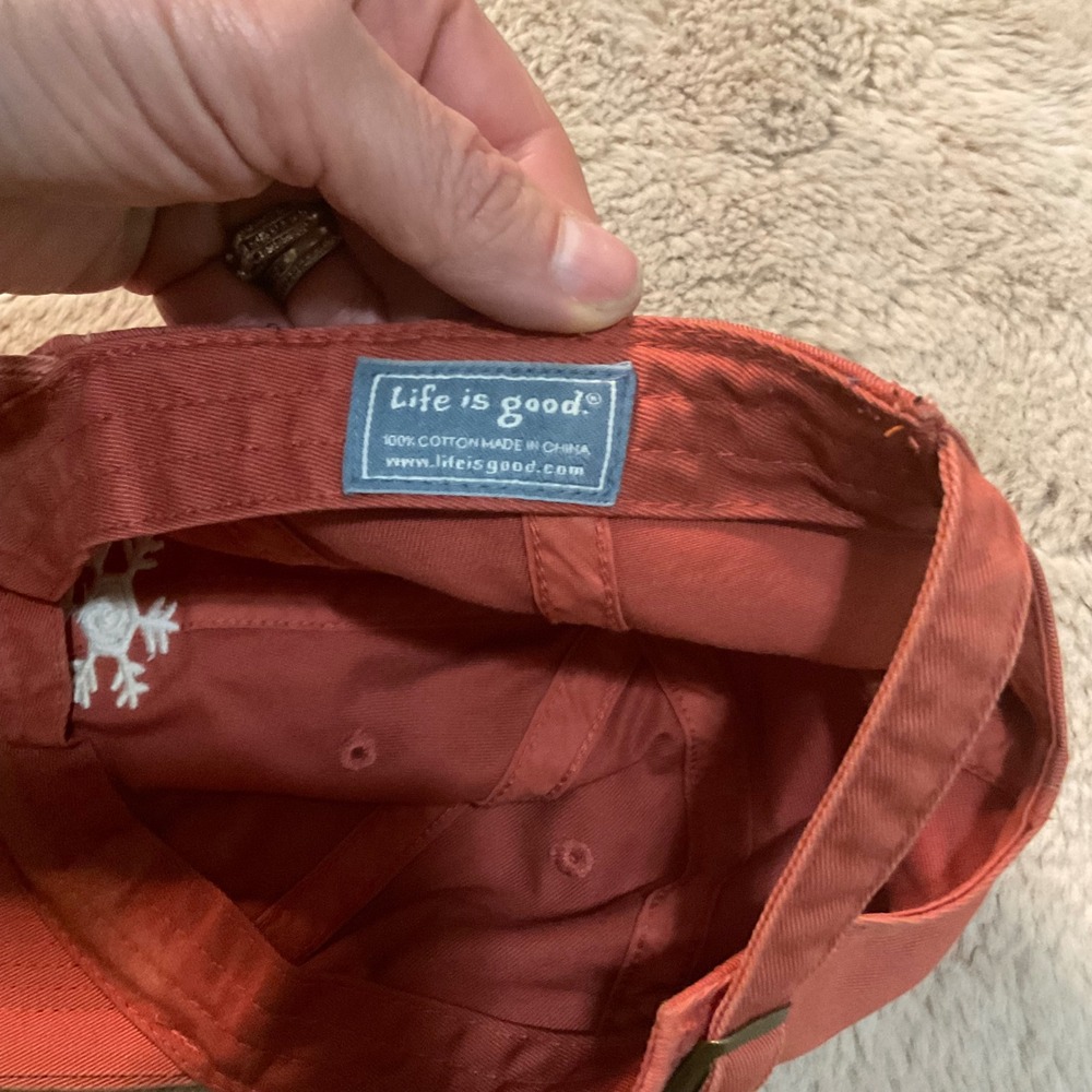 Life Is Good Baseball Hat Snowflake‎ Orange Adjustable Cap Stapback - Picture 8 of 9